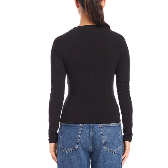 FIFTEEN TWENTY TOP WOMENS SIZE SMALL ZELDA FITTED CROSSOVER STRETCH BLACK NEW - Picture 2 of 14